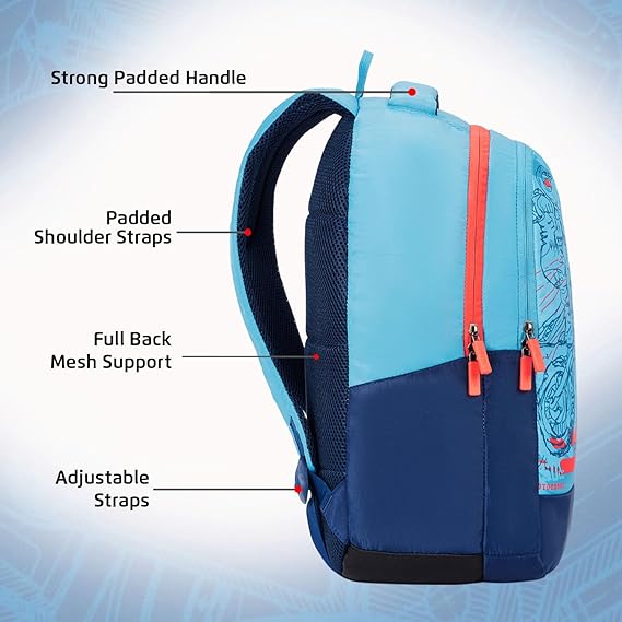 Safari Duplex 04 Casual Backpack with 32 L Armor Base, 2 Compartments, Bottle Holder, Front Pocket, 8 inch side pocket,Improved  back & Shoulder Straps,Printed School Bag for Boys and Girls, College Backpack, Office Bag, Travel Bag