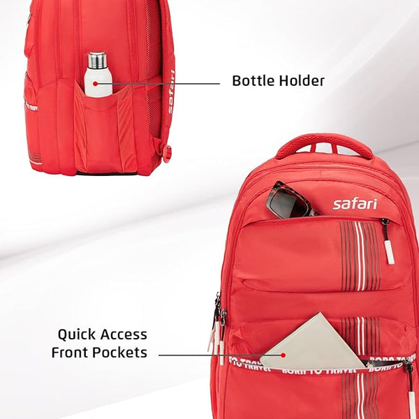 Safari Quadro 04 Casual Backpack with 43L Armor Base and Antitheft Pocket, 4 Compartments, Bottle Holder, Front Pocket, File Holder, School Bag, College Backpack, Office Bag, Travel Bag