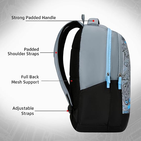 Safari Duplex 04 Casual Backpack with 32 L Armor Base, 2 Compartments, Bottle Holder, Front Pocket, 8 inch side pocket,Improved  back & Shoulder Straps,Printed School Bag for Boys and Girls, College Backpack, Office Bag, Travel Bag