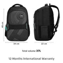 Safari Aura 37L Printed Laptop Backpack with Armor Base, Raincover, Antitheft Pocket, 3 Compartment, Bottle Holder, Front Pocket, Premium Pu Fabric, School & College Bag, Office Bag