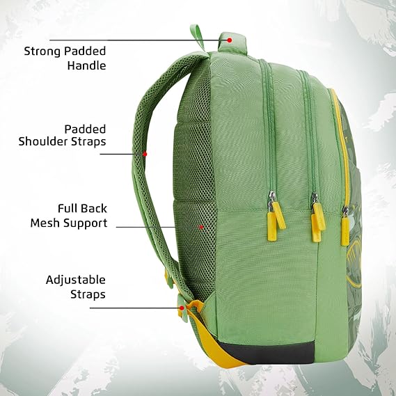 Safari Triplex 02 Casual Backpack with 37L capacity with Armor Base, 3 Compartments, Bottle Holder Pocket, Front Pocket, 8 inch side pocket, Improved back & shoulder straps,Printed School Bag for Boys and Girls, College Backpack, Office Bag, Travel Bag