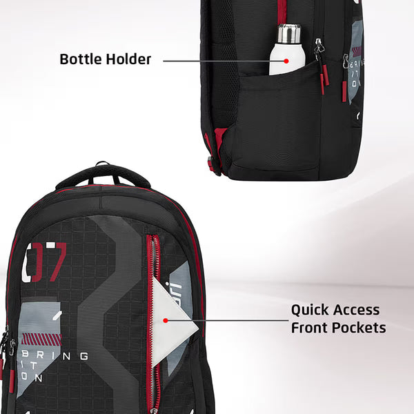 Safari Bonus 37L Casual Backpack with Armor Base, with Detachable Free Sling Bag, Side Bag, Bottle Holder, Front Pocket, File Holder, School & College Bags, Office Bag, Travel Bag