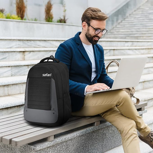 Safari Spade 01 Formal Laptop Backpack with 34L capacity Rain cover, Antitheft Pocket, 3 Compartments, Front Pocket, Smart Trolley Sleeve, Sturdy handle, Office Bag, College Backpack, Travel Bag, School Bag