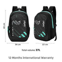 Safari Aura 37L Printed Laptop Backpack with Armor Base, Raincover, Antitheft Pocket, 3 Compartment, Bottle Holder, Front Pocket, Premium Pu Fabric, School & College Bag, Office Bag