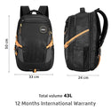 Safari Expand 15 Laptop Backpack with 43 Litres Armor Base, Raincover, 8 inch side Pockets, 3 Compartments, Bottle Holder,Compression straps & Organizer , School & College Bag, Office Bag