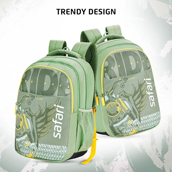 Safari Triplex 02 Casual Backpack with 37L capacity with Armor Base, 3 Compartments, Bottle Holder Pocket, Front Pocket, 8 inch side pocket, Improved back & shoulder straps,Printed School Bag for Boys and Girls, College Backpack, Office Bag, Travel Bag