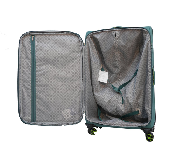 Safar Large check-in Suitcase (81 cm) 8 Wheels expandable soft luggage Teal (Green)