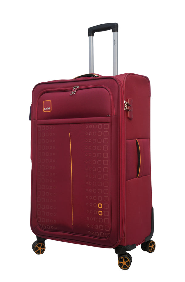 Safari Large Medium Check-in Suitcase (71 cm) 8 Wheels expandable soft Maroon