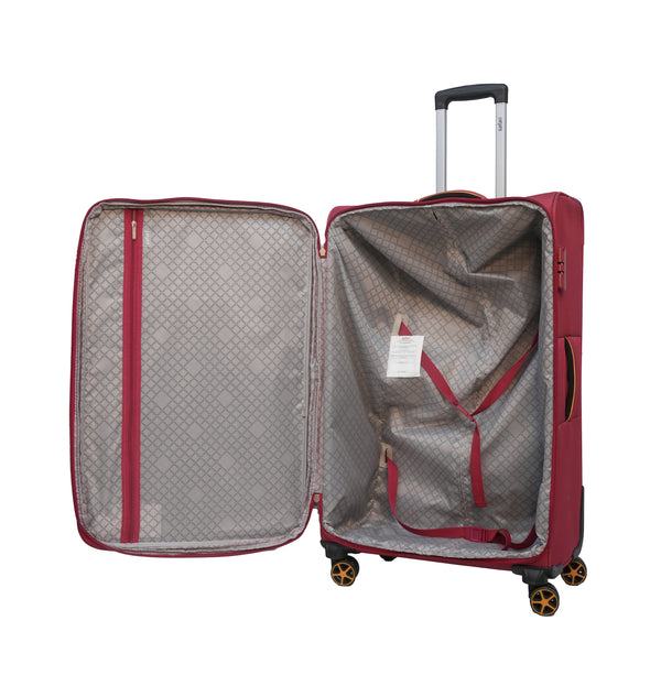 Safari Large Medium Check-in Suitcase (71 cm) 8 Wheels expandable soft Maroon