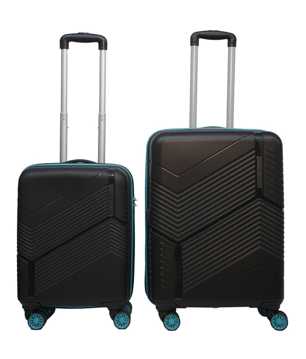 Safari TSA Combo Set of 2 Suitcase 8 Wheels - 5 year international warranty Hard Luggage TSA Lock Pack of 2 - Black
