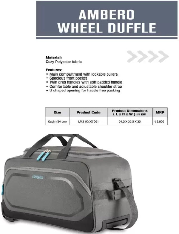 American tourister Ambero Trolley Duffle Cabin Bag (52 CM) - Genx Bags Online