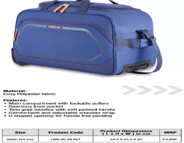 American tourister Ambero Trolley Duffle Cabin Bag (52 CM) - Genx Bags Online