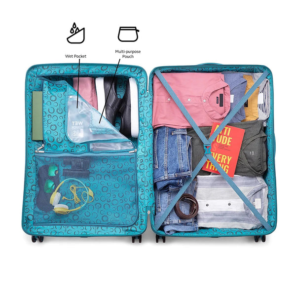 American tourister Kross Plus Spinner Hard Cabin Luggage bag (55 cm) Green - Genx Bags Online