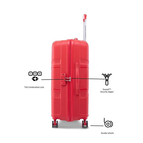 American tourister Kross Plus Spinner Large Suitcase Bag (79 cm) Red - Genx Bags Online