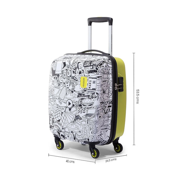 American tourister Swag-on Grafitti White Spinner Cabin (53.5 cm) - Genx Bags Online