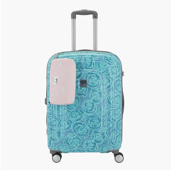 Genie Rose Hard Luggage- Cyan 55 CM - Genx Bags Online