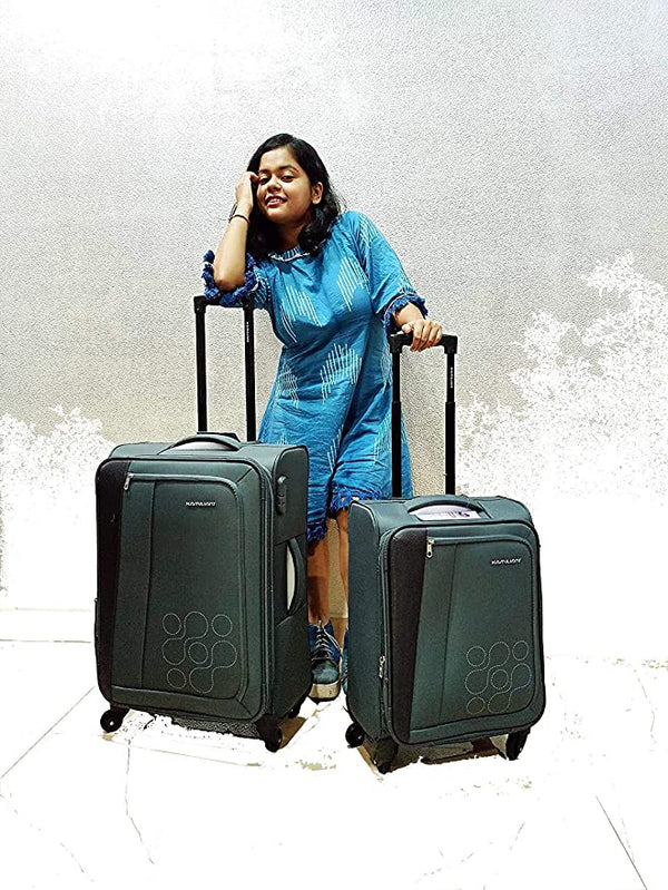 KAMILIANT by AMERICAN TOURISTER KAMPALA Set of 2 fabric Small Medium and Large 4w Soft sided trolley Luggage - Genx Bags Online