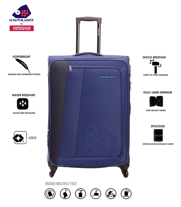 KAMILIANT by AMERICAN TOURISTER KAMPALA Set of 3 fabric Small Medium and Large 4w Soft sided trolley Luggage - Genx Bags Online