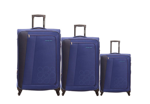 KAMILIANT by AMERICAN TOURISTER KAMPALA Set of 3 fabric Small Medium and Large 4w Soft sided trolley Luggage - Genx Bags Online
