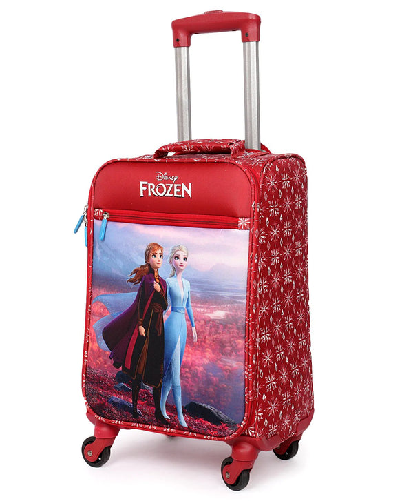 Novex Disney Frozen Red Original Soft Sided Polyester Kids Trolley Bag for Travel with 4 Wheels - Genx Bags Online