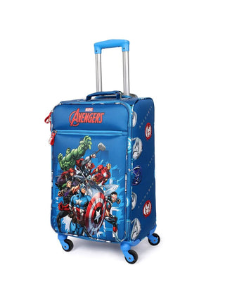 Novex Marvel Avengers Blue Original Soft Sided Polyester Kids Trolley Bag for Travel with 4 Wheels - Genx Bags Online