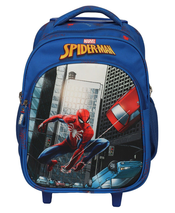 Novex Marvel Original Spider Man Kids Backpack Trolley with 2 Wheel Kids School Bag Blue - Genx Bags Online