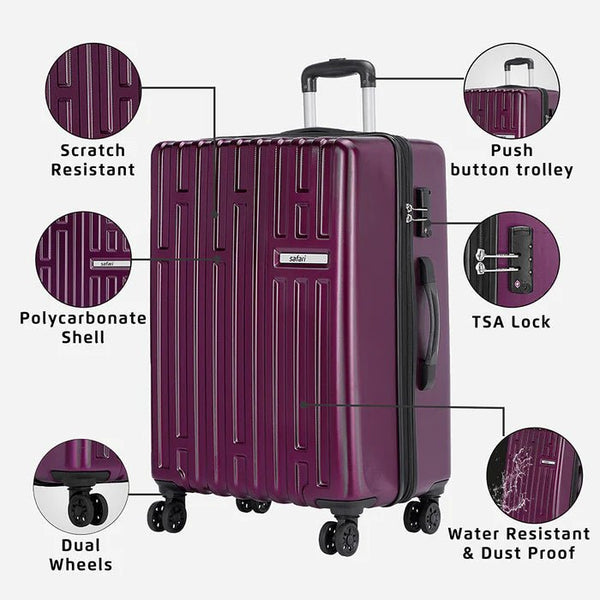 Safari Cargo Neo Hard Luggage with TSA lock and Dual Wheels - Combo (Set of 3) (55cm), (71cm) & (81cm) - Genx Bags Online