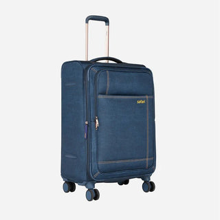 Safari Denim Plus Anti Theft Soft luggage and TSA lock, Dual wheels , Securi Zipper and Detailed Interiors with Wet Pouch 59 (CM) Cabin bag - Genx Bags Online