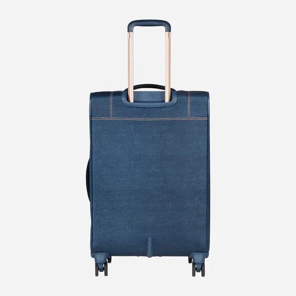 Safari Denim Plus Anti Theft Soft luggage and TSA lock, Dual wheels , Securi Zipper and Detailed Interiors with Wet Pouch 59 (CM) Cabin bag - Genx Bags Online