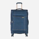 Safari Denim Plus Anti Theft Soft luggage and TSA lock, Dual wheels , Securi Zipper and Detailed Interiors with Wet Pouch 70 (CM) Medium bag - Genx Bags Online