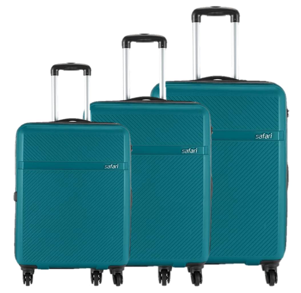 Safari Cyan Hardsided Cabin Luggage, 4 Wheel Trolley Bag, Travel Suitcase  for Men and Women