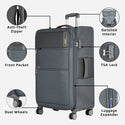Safari Jetsetter Anti Theft Expandable Soft Luggage with Securi Zipper, TSA lock and Dual Wheels 59 (CM) Cabin bag - Genx Bags Online