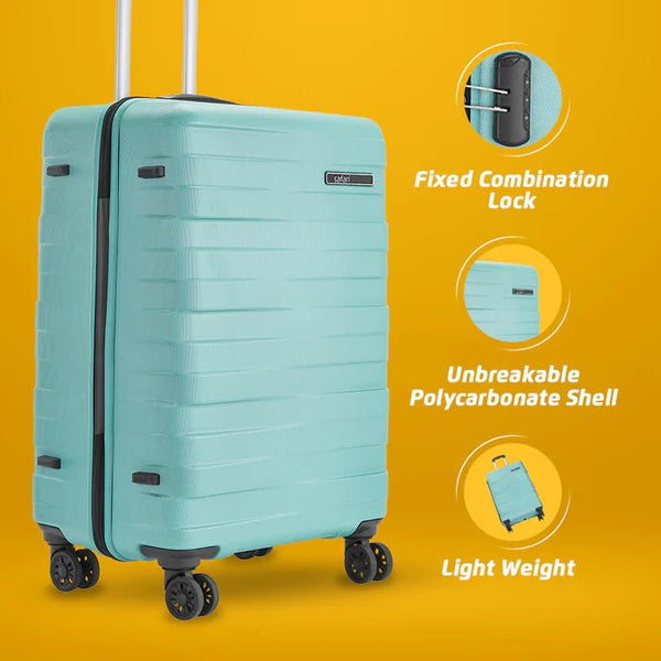 Safari Mint Hard Luggage with Anti Theft Zipper and Dual Wheels 55 (CM) Cabin bag - Genx Bags Online