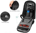 VIDHI Anti Theft 15.6" Black Laptop Backpack with 7 Pockets & USB Charging Port (Black) - Genx Bags Online