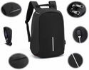 VIDHI Anti Theft 15.6" Black Laptop Backpack with 7 Pockets & USB Charging Port (Black) - Genx Bags Online