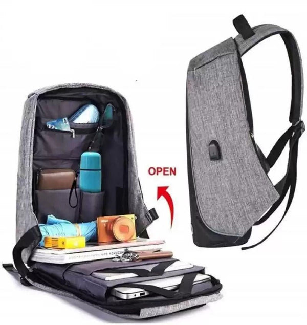 VIDHI Anti Theft 15.6" Black Laptop Backpack with 7 Pockets & USB Charging Port (Black) - Genx Bags Online