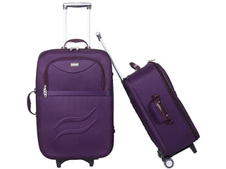 VIDHI Polyester Suitcase Combo Set (Pack of 2) 20" Cabin Luggage Trolley Bag & 24" Check-in Luggage Trolley Bag (Turquoise) - Genx Bags Online