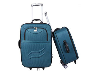 VIDHI Polyester Suitcase Combo Set (Pack of 2) 20" Cabin Luggage Trolley Bag & 24" Check-in Luggage Trolley Bag (Turquoise) - Genx Bags Online